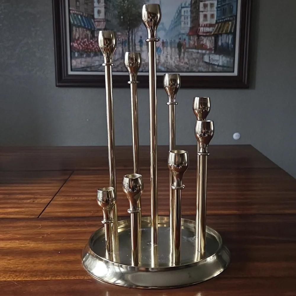 Z Gallerie Candelabra 9 Tapers Brass Candle Holder